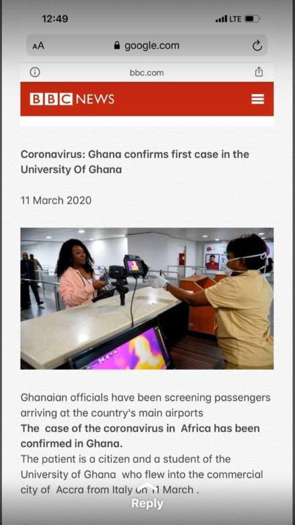 BBC correspondent denies reporting first coronavirus case in Ghana