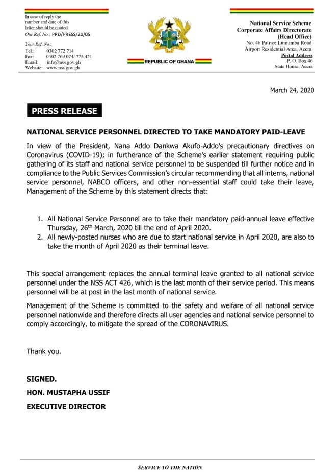 FALSE: Ghana’s National Service Secretariat withholds payments to personnel until COVID-19 is over