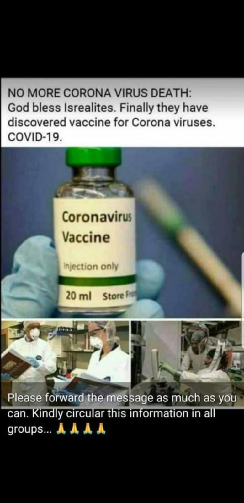 FALSE: Coronavirus vaccine discovered