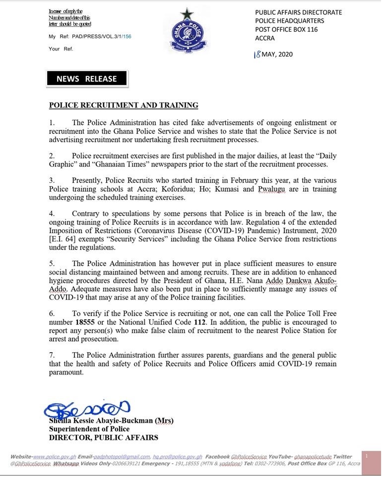 SCAM: Ghana Police Service starts 2020/2021 recruitment