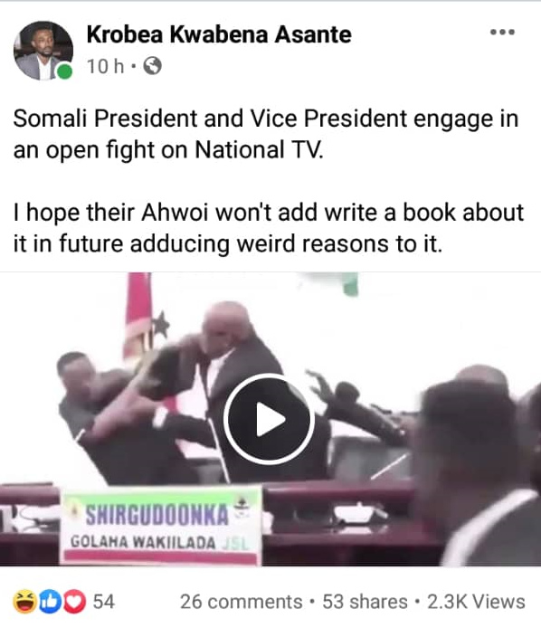 FALSE: Somali President exchanges blows with his deputy on live TV