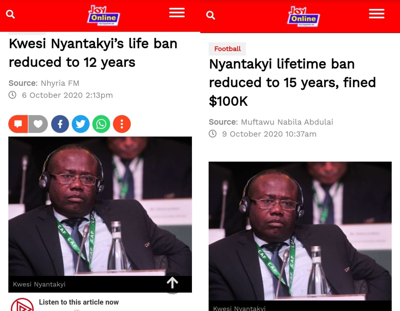 FACT-CHECK: Former Ghana FA boss Kwesi Nyantakyi’s life ban reduced
