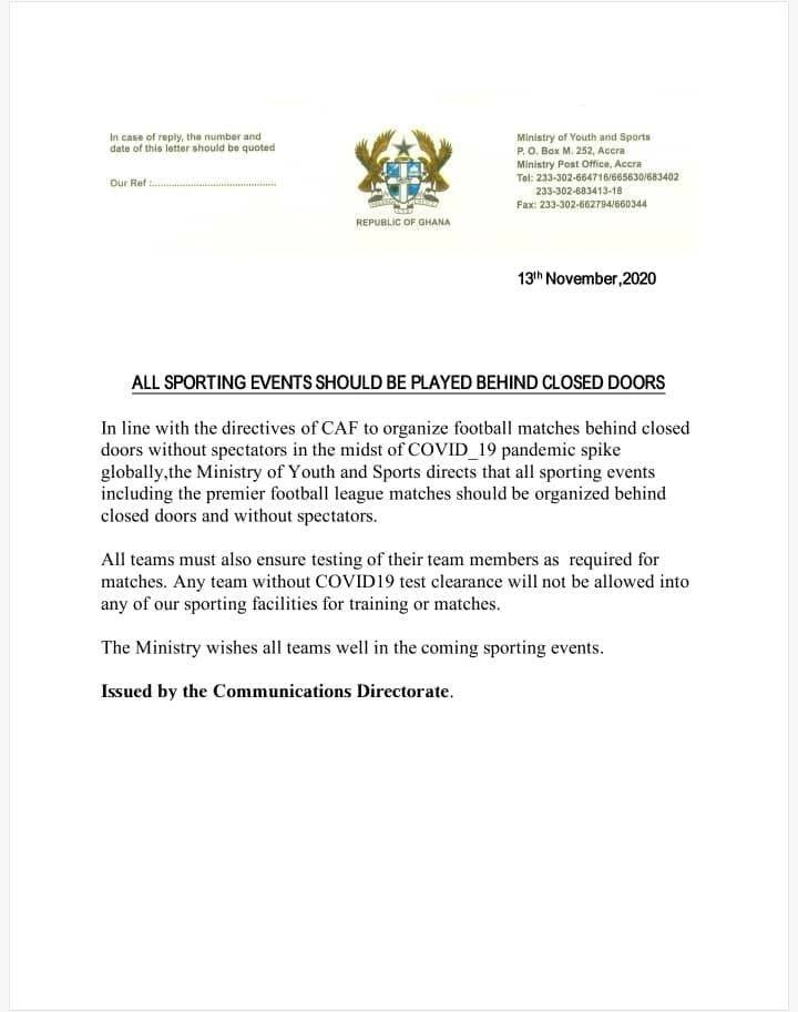 FACT-CHECK: CAF directs all football matches be played without spectators?