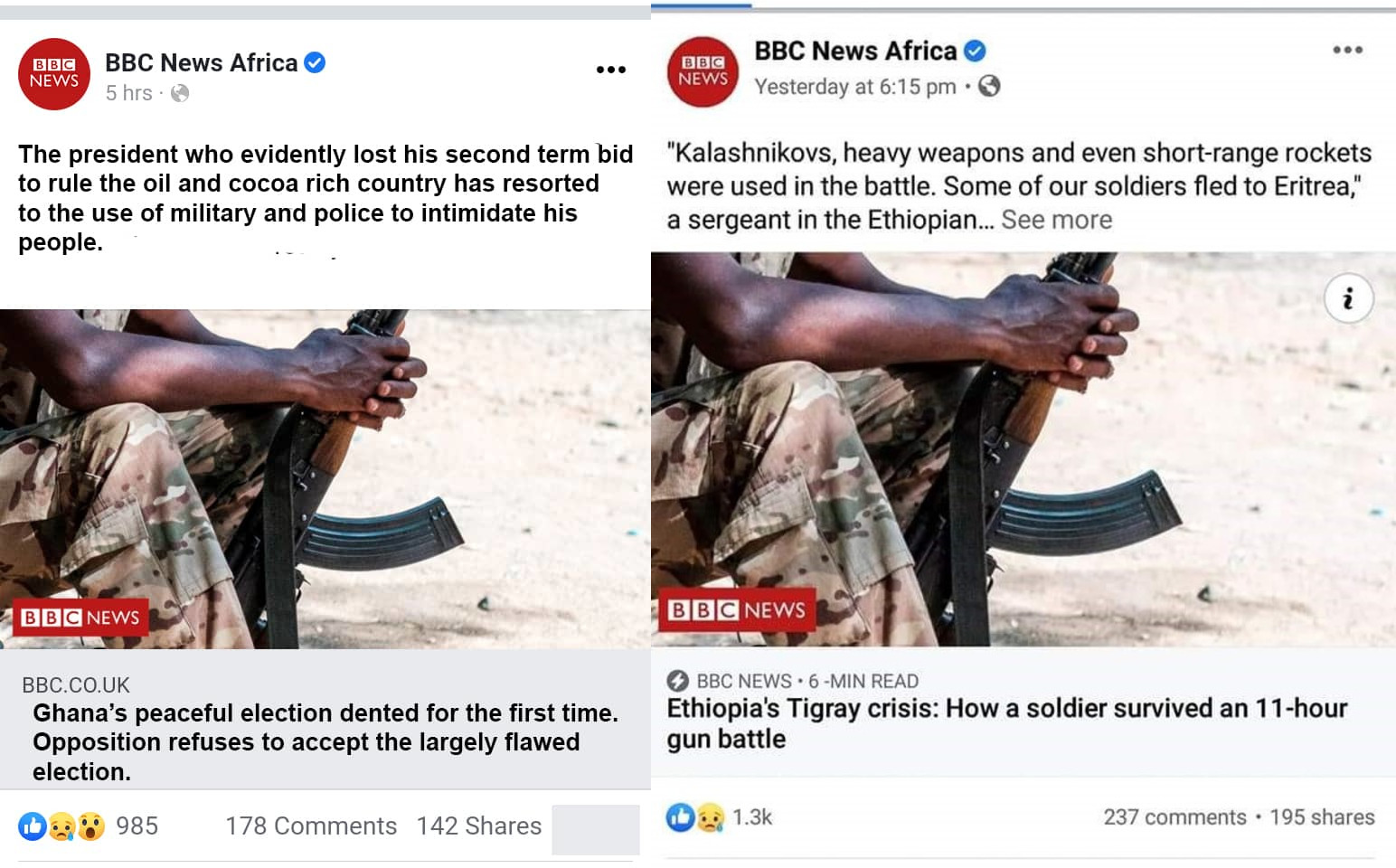 FAKE: Viral screenshot of BBC Facebook post on Ghanaian election FAKE: Viral screenshot of BBC Facebook post on Ghanaian election