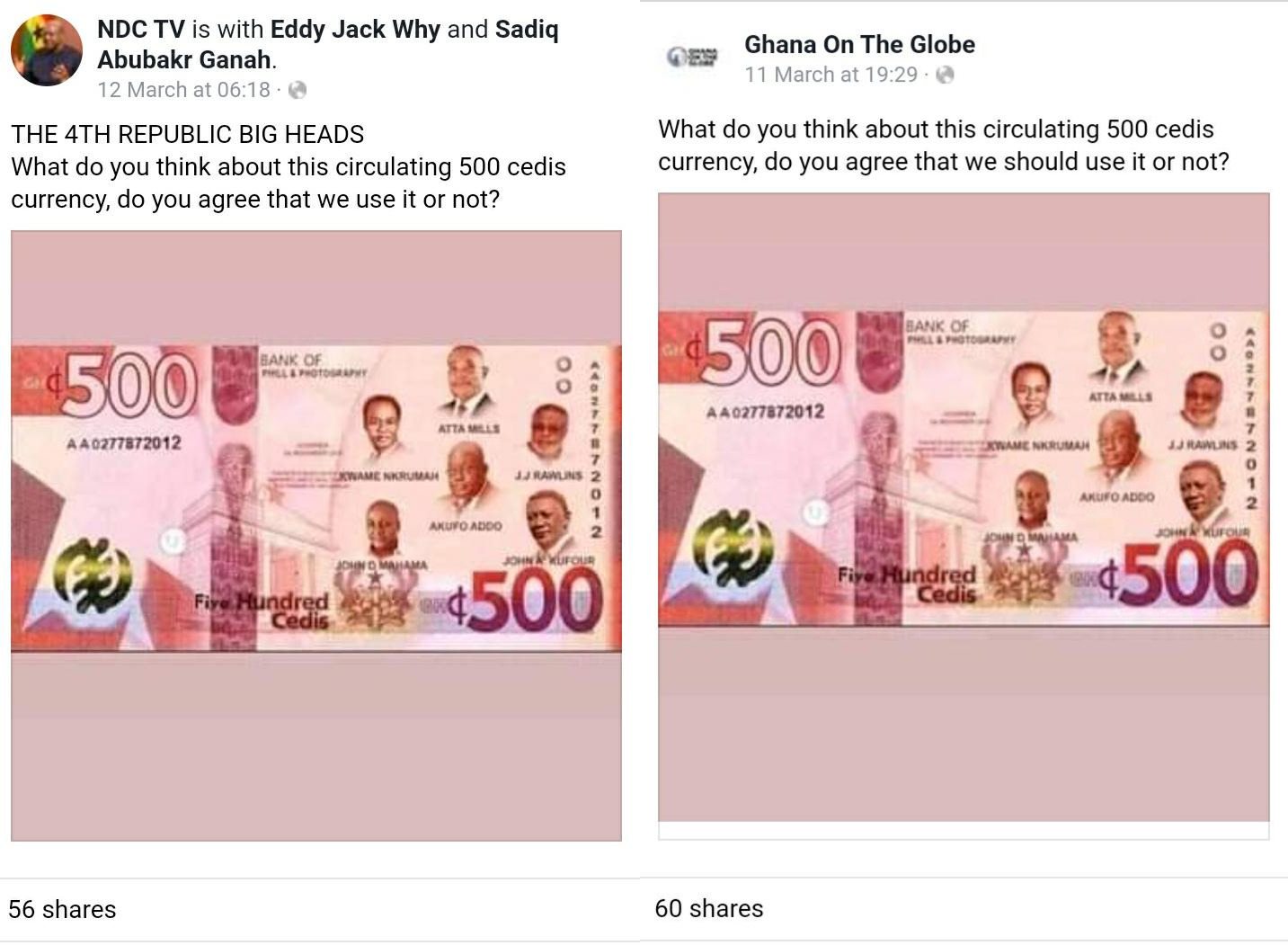 FALSE: Bank of Ghana has not issued 500 cedi notes
