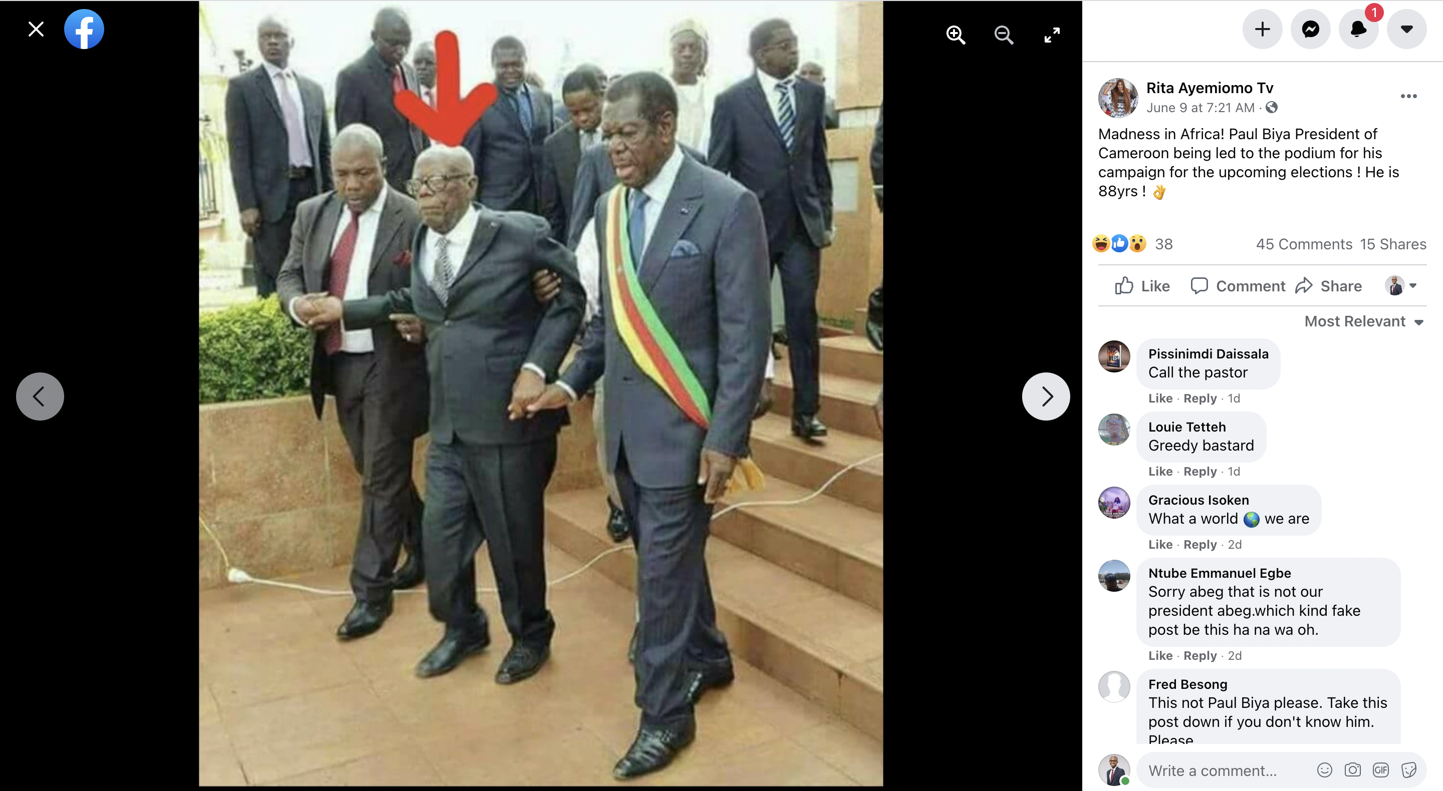 FACT-CHECK: Viral image of frail old man is NOT Cameroonian Prez Paul Biya