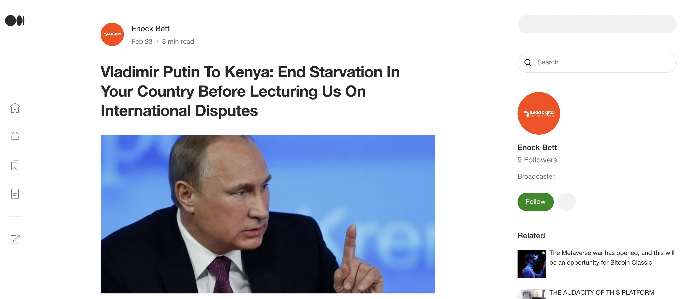 FAKE: Vladimir Putin has NOT responded to Kenyan U.N. Ambassador's remarks condemning Russia's moves in Ukraine