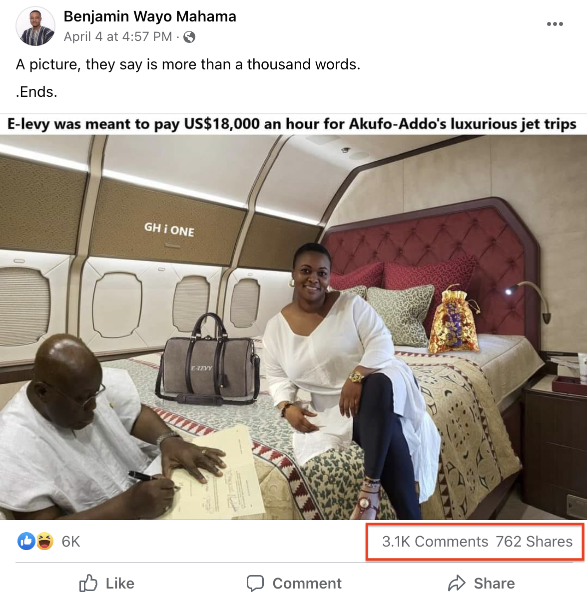 Viral picture showing Ghana’s Prez Akufo-Addo seated on a bed with Serwaa Broni has been digitally altered