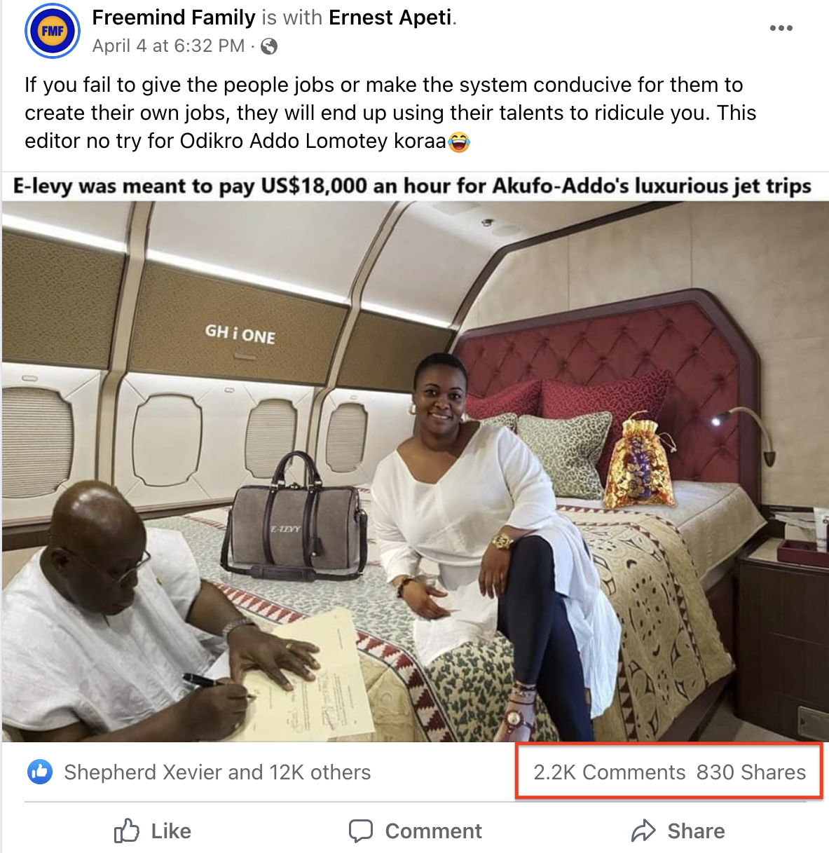 Viral picture showing Ghana’s Prez Akufo-Addo seated on a bed with Serwaa Broni has been digitally altered