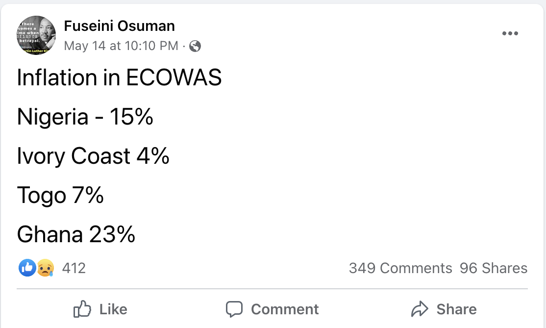 FACT-CHECK: How does Ghana's inflation rate compare to 3 other countries in the subregion?