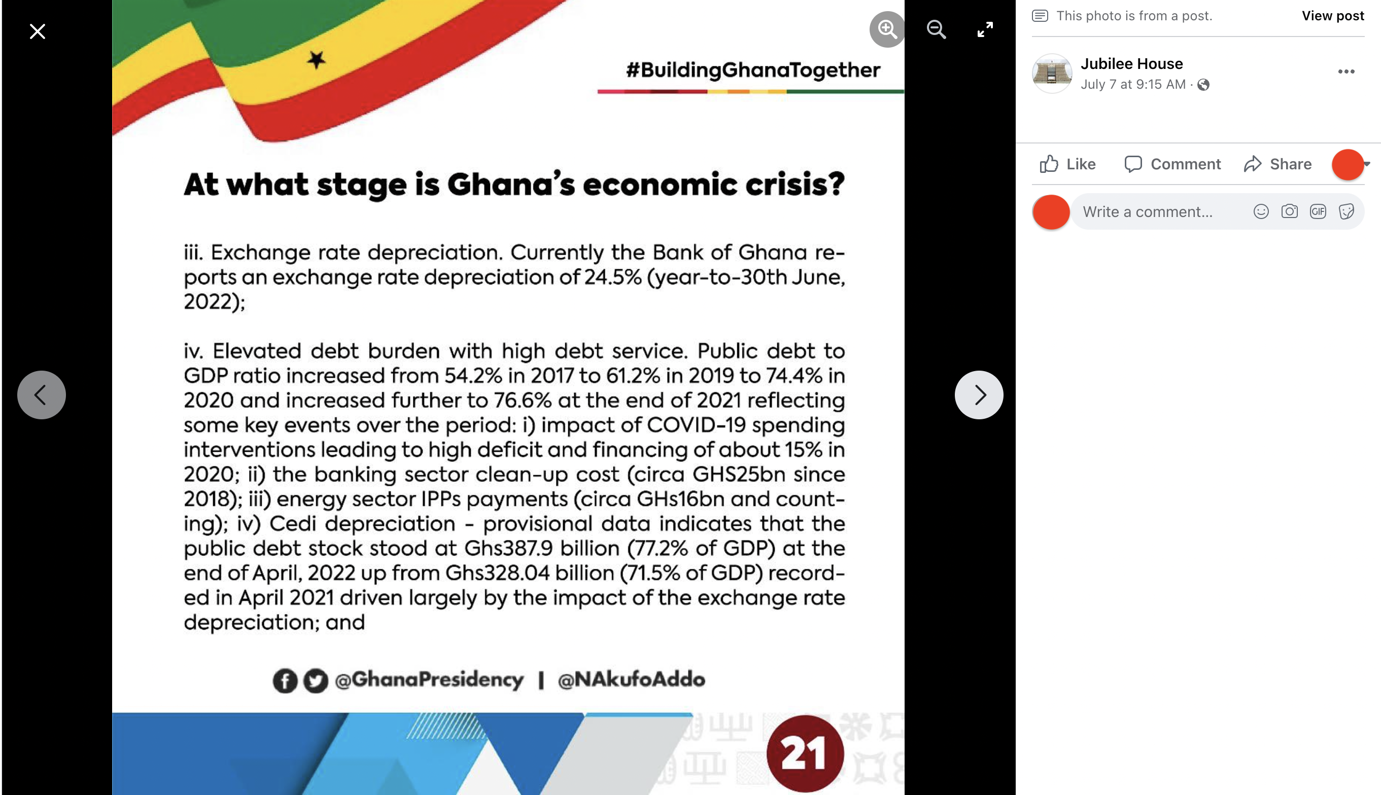 FACT-CHECK: Jubilee House shares time series of Ghana's debt to GDP ratio