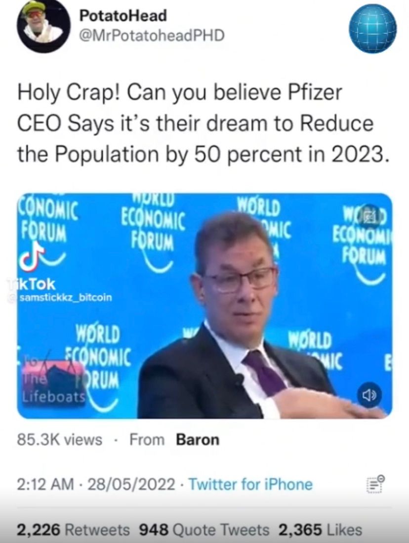 FACT-CHECK: Pfizer CEO has not announced plans to reduce the world's population by 50%