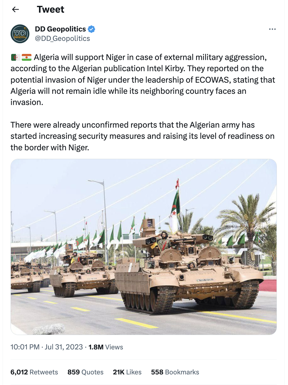FACT-CHECK: Algeria has NOT declared support for Niger Coup FACT-CHECK: Algeria has NOT declared support for Niger Coup