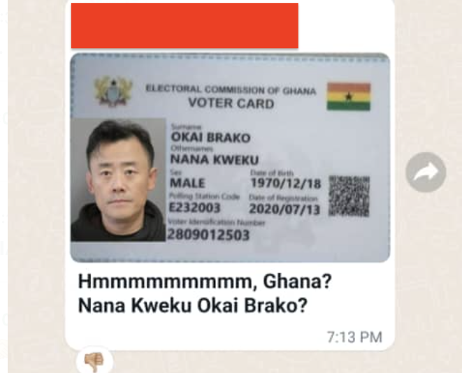 FACT-CHECK: Electoral Commission has not issued a voter ID card to a foreigner as seen in viral picture