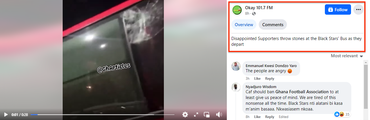 No, Black Stars team bus was not vandalised in Côte d'Ivoire