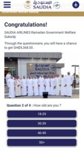 HOAX: Saudi Airlines is not offering cash rewards to Ghanaians as Ramadan subsidy