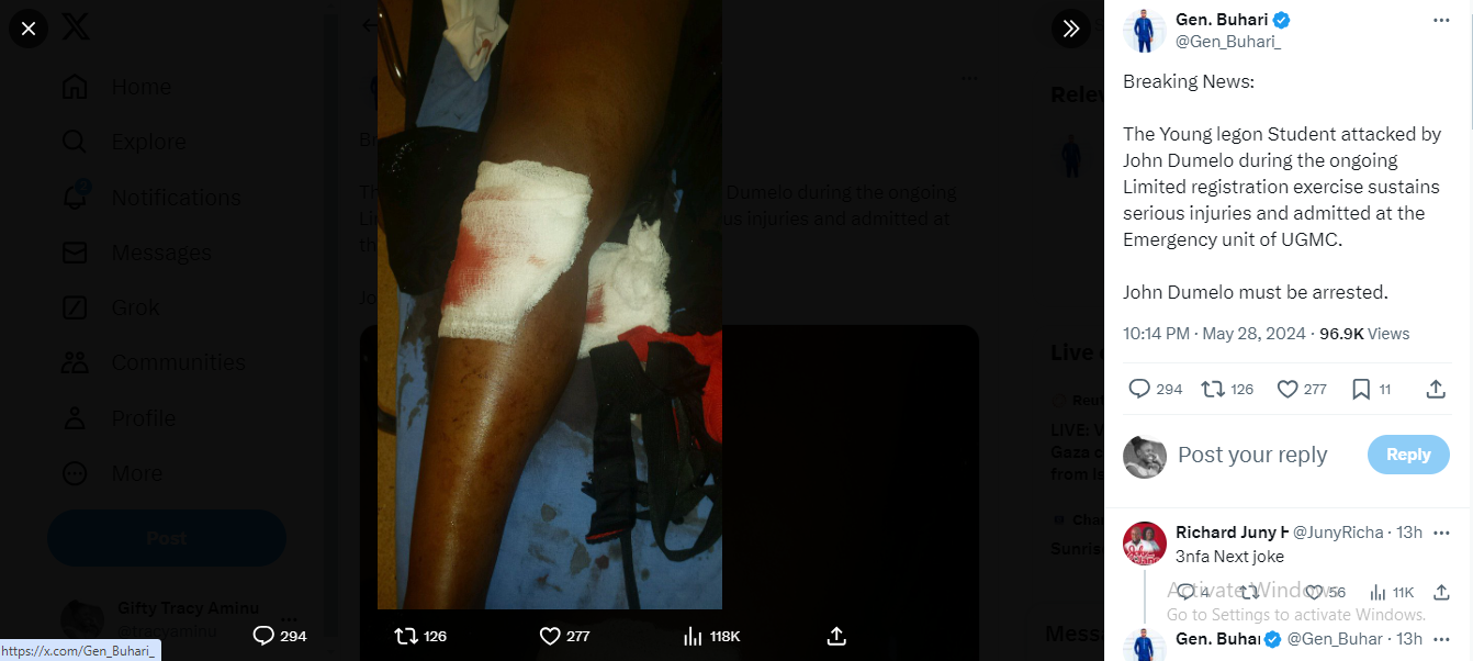 FACT-CHECK: A picture of a victim in a mass shooting in the USA portrayed online as an injured UG student attacked by John Dumelo