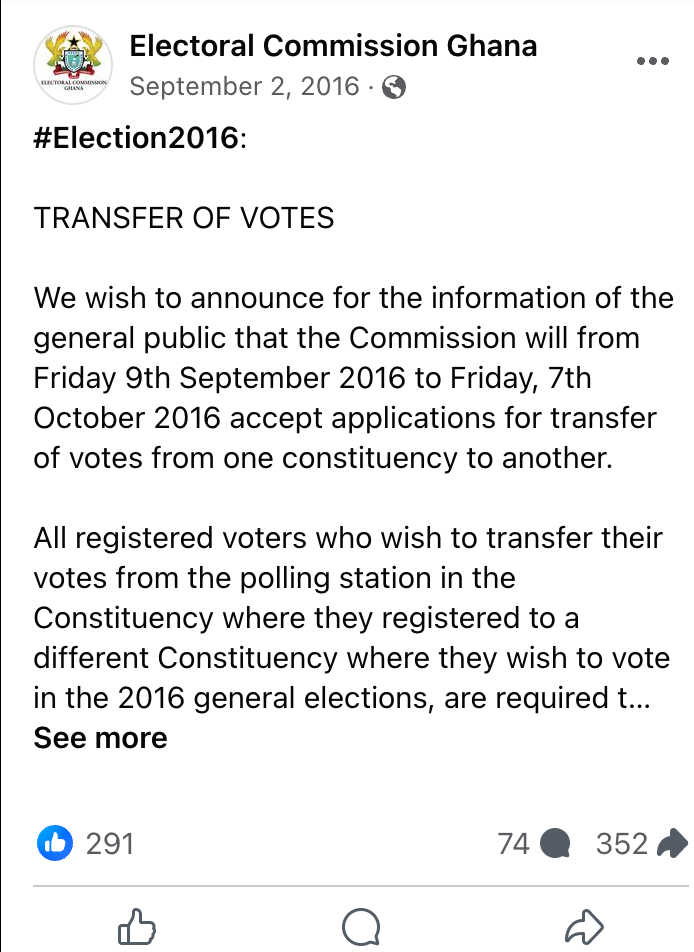 FALSE: MP for Tamale North claims EC's voter transfer process has never been conducted beyond a week