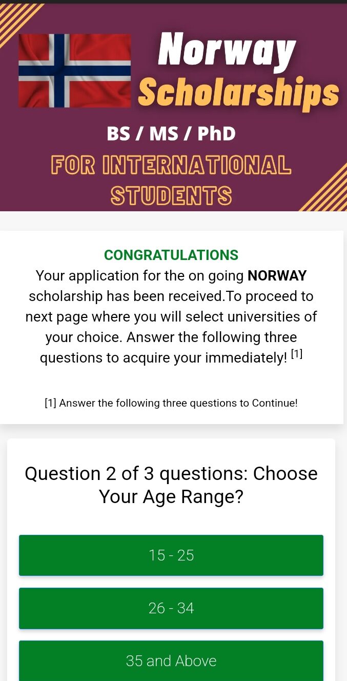 SCAM: A phishing website offering Norwegian scholarships is a Hoax
