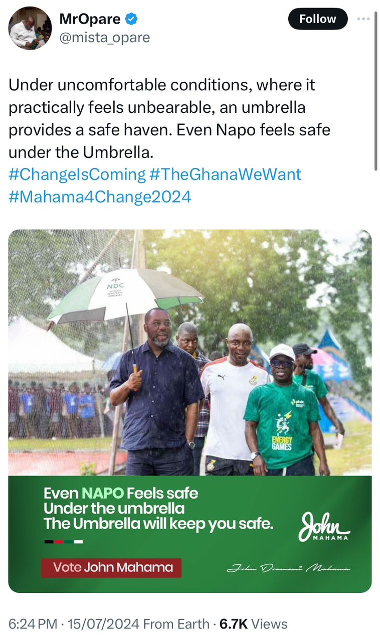 FAKE: Photo of NAPO holding NDC-branded umbrella is doctored