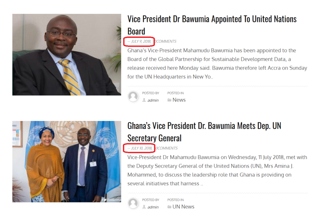 Misleading: Bawumia's 'UN Board' appointment being recirculated dates back to 2018