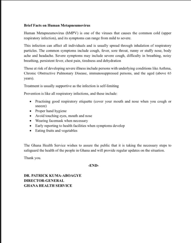Ghana Health Service, partners announce readiness to fight hMPV 