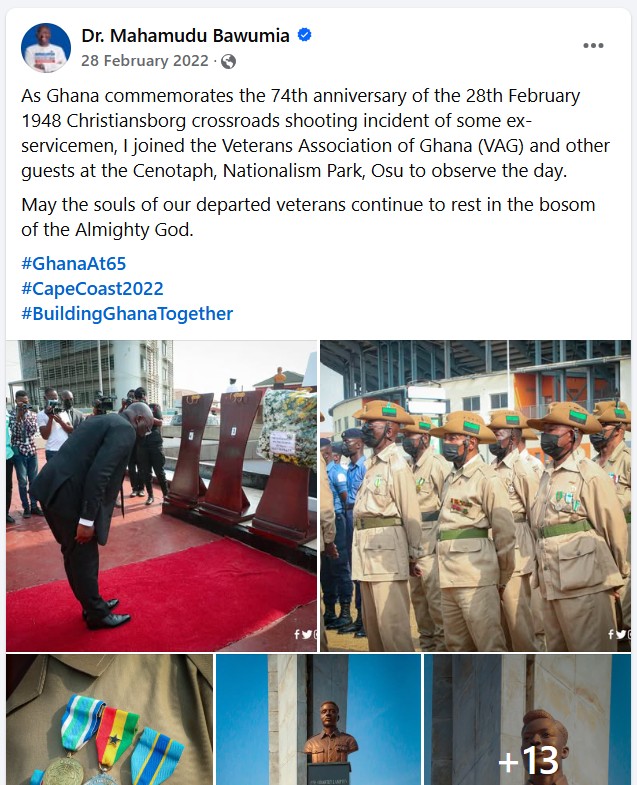 Misleading! Bawumia did not attend the 2025 commemoration of February 28 event; recirculated photos are old