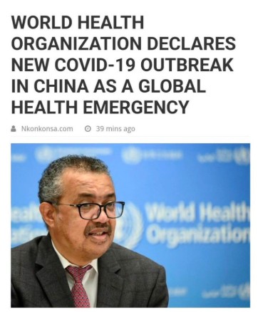False! WHO has not declared a new COVID-19 outbreak in China