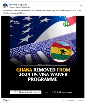 False! Ghana has never been part of the US visa-waiver programme