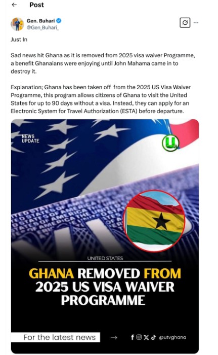 False! Ghana has never been part of the US visa-waiver programme