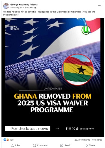 False! Ghana has never been part of the US visa-waiver programme