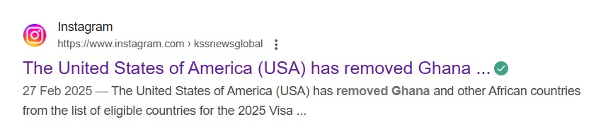 False! Ghana has never been part of the US visa-waiver programme