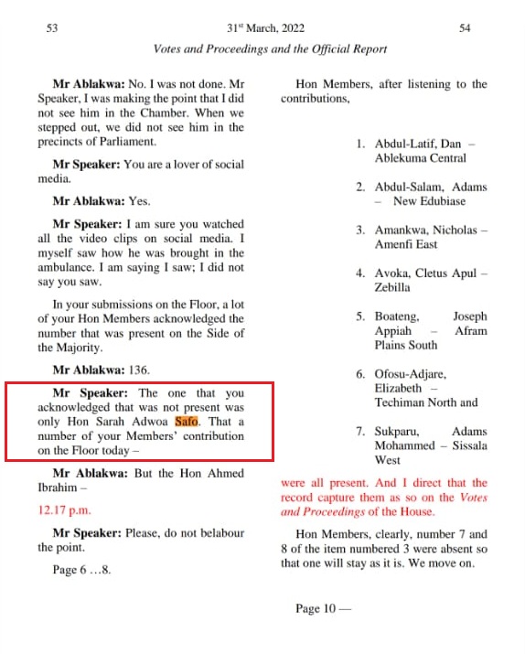 FACT-CHECK: Was Sarah Adwoa Safo impersonated during E-Levy vote in Parliament? 