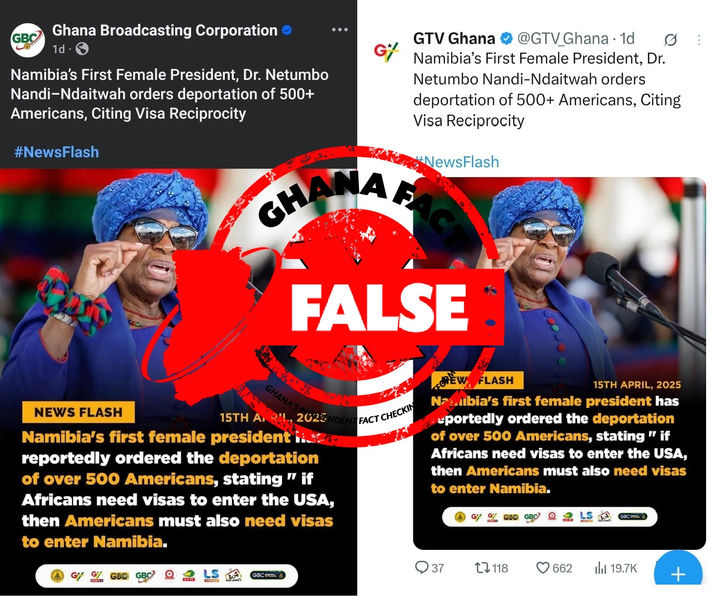 False! - Namibian president did not order deportation of 500 Americans over new visa rules