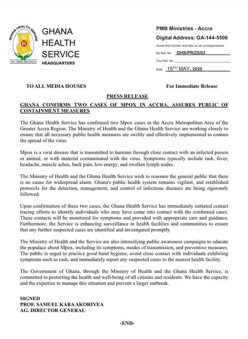 FACTSHEET: Mpox Alert! Ghana confirms four cases within three days FACTSHEET: Mpox Alert! Ghana confirms four cases within three days