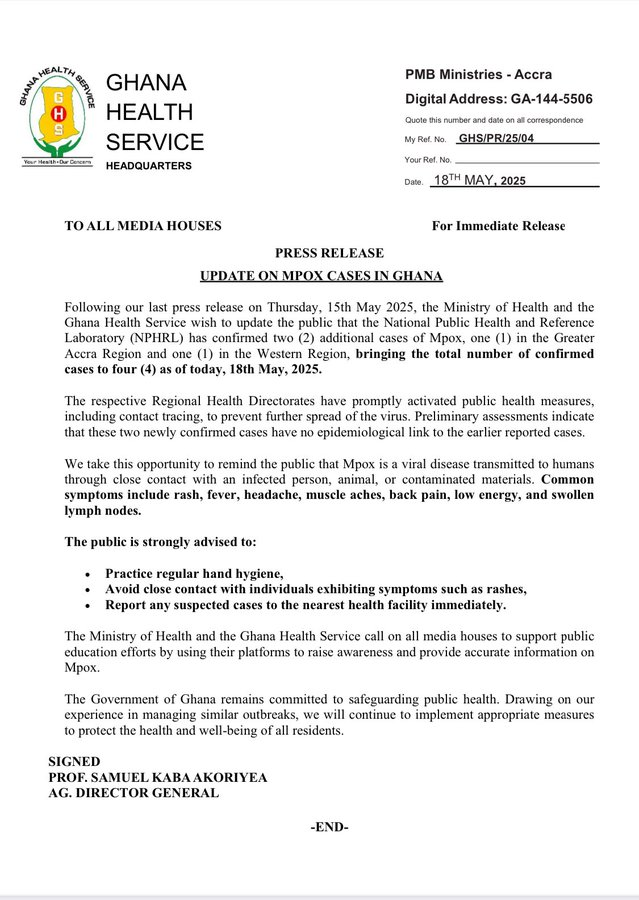 FACTSHEET: Mpox Alert! Ghana confirms four cases within three days FACTSHEET: Mpox Alert! Ghana confirms four cases within three days
