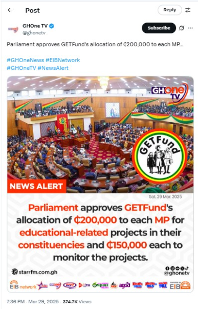 Analysis: Why the media reported different 2025 GETFund allocations for MPs