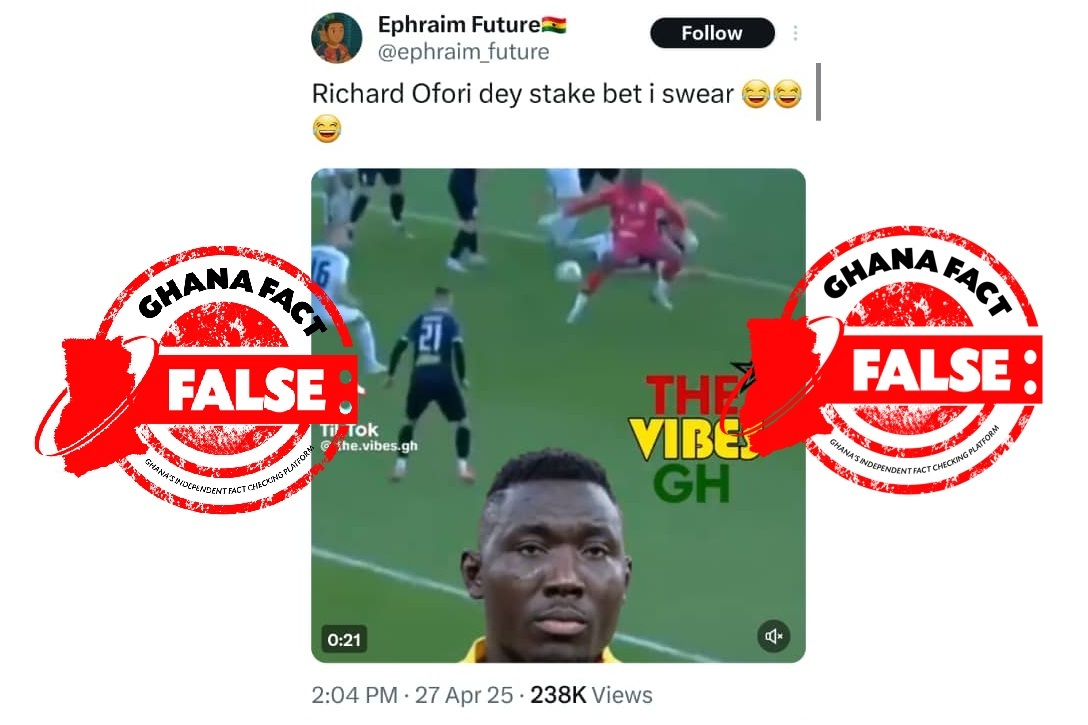 False! Goalkeeper in viral own goal video is NOT Richard Ofori