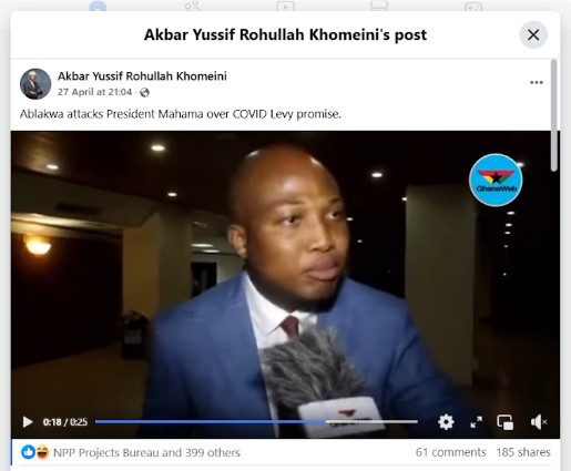 Misleading! Ablakwa did not criticise President Mahama over COVID Levy promise