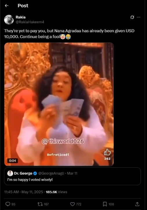 Misleading! Video of Agradaa counting US$10,000 is from 2023, unrelated to Sammy Gyamfi gift saga Misleading! Video of Agradaa counting US$10,000 is from 2023, unrelated to Sammy Gyamfi gift saga
