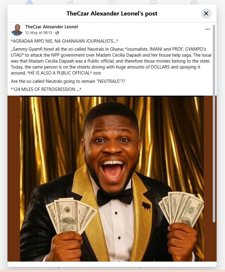 Sammy Gyamfi-Agradaa dollar gift saga: The use of AI content in social media conversations Sammy Gyamfi-Agradaa dollar gift saga: The use of AI content in social media conversations