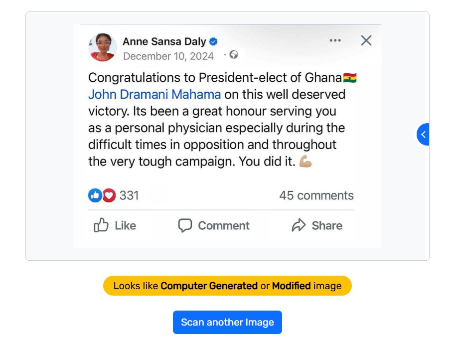 FACT-CHECK: Is Anne Sansa Daly Mahama’s ‘personal doctor’? Here is what we found verifying a viral Facebook post