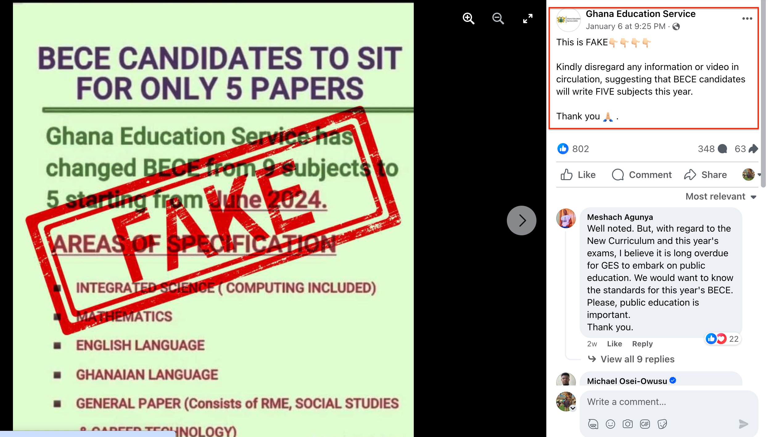 FACT-CHECK: Has Ghana Education Service reduced BECE subjects from 9 to 5?