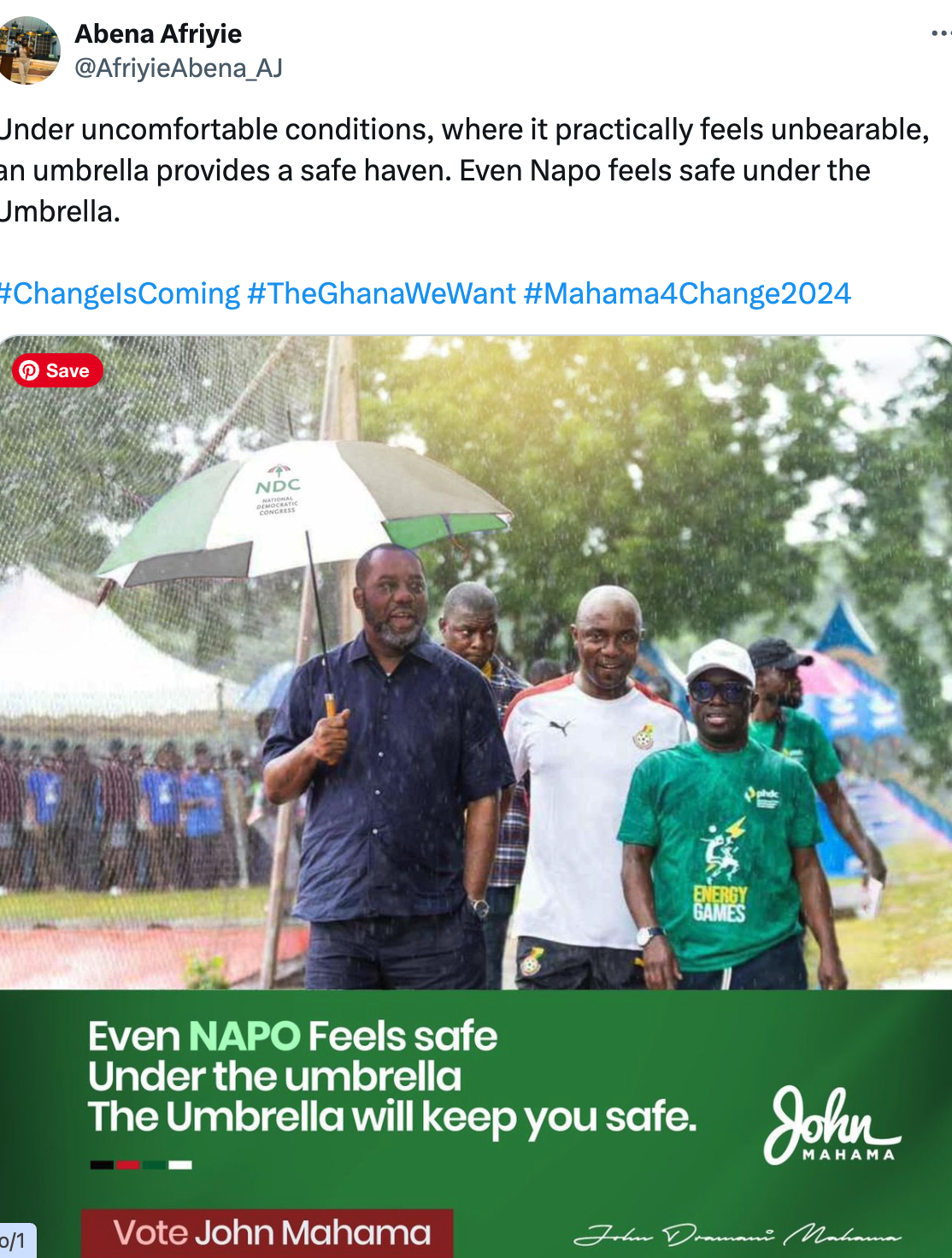 FAKE: Photo of NAPO holding NDC-branded umbrella is doctored