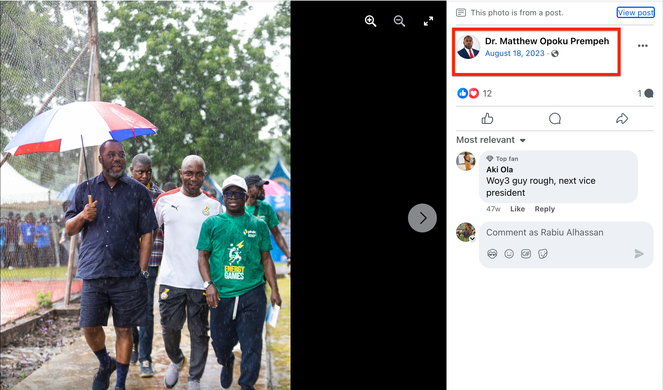 FAKE: Photo of NAPO holding NDC-branded umbrella is doctored