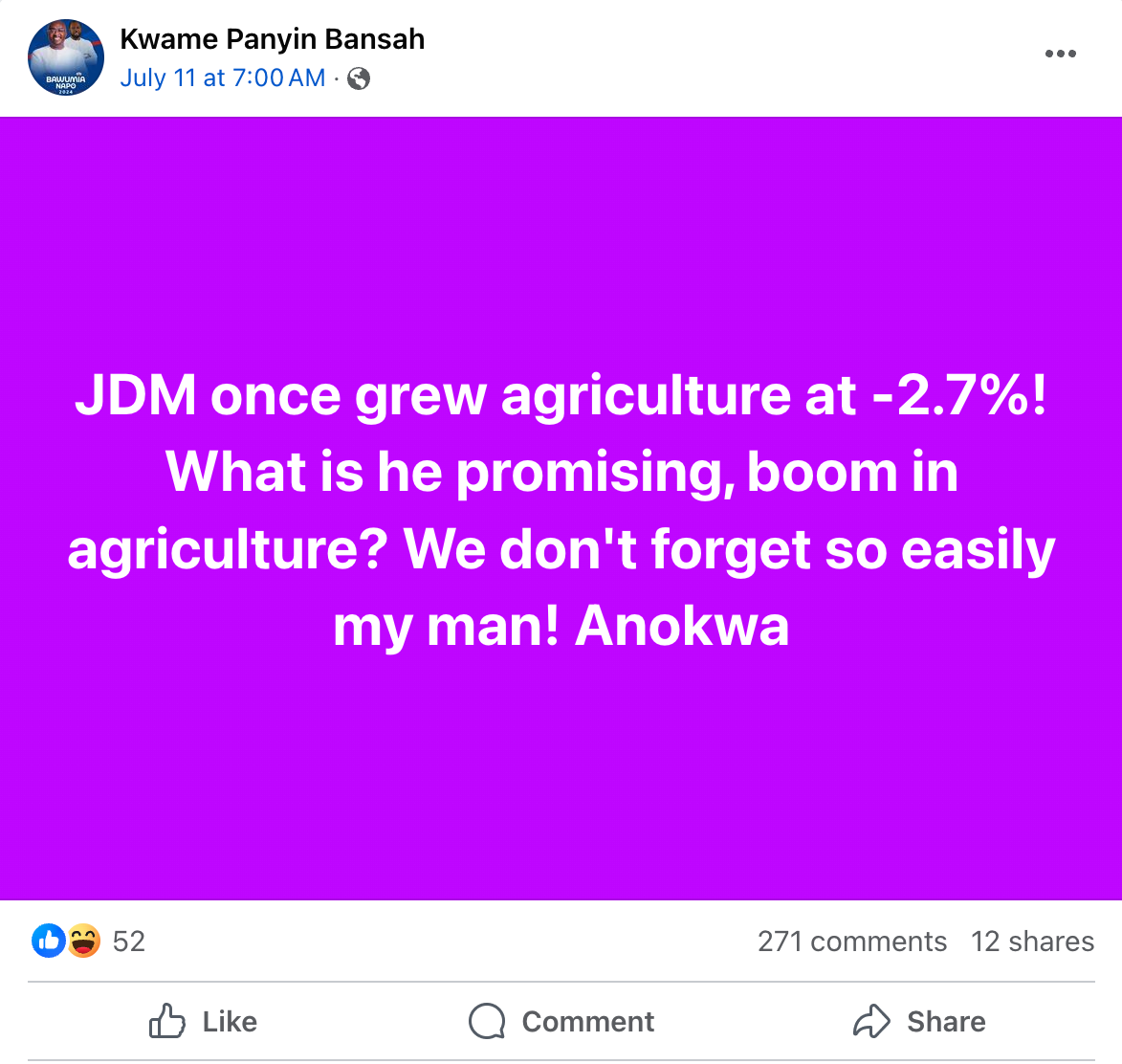 FACT-CHECK: Did Ghana record -2.7% agriculture growth rate under John Mahama?