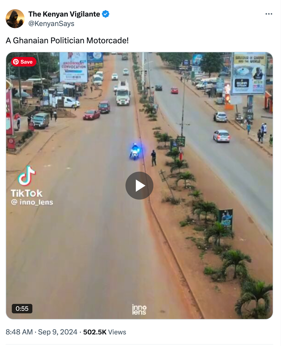 Kenyan blogger misleadingly labels Otumfuo’s convoy as that of a politician 