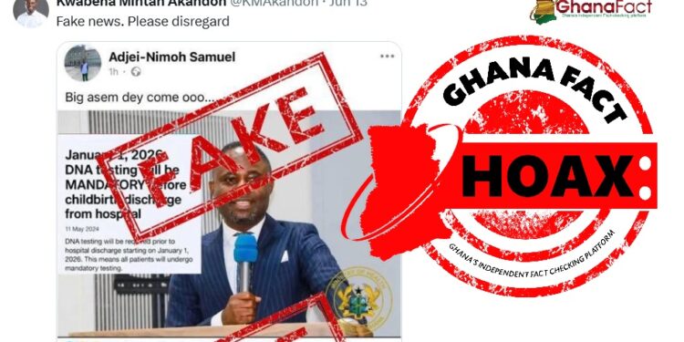 Hoax! Ghana's Health Minister has not announced mandatory DNA testing for newborns