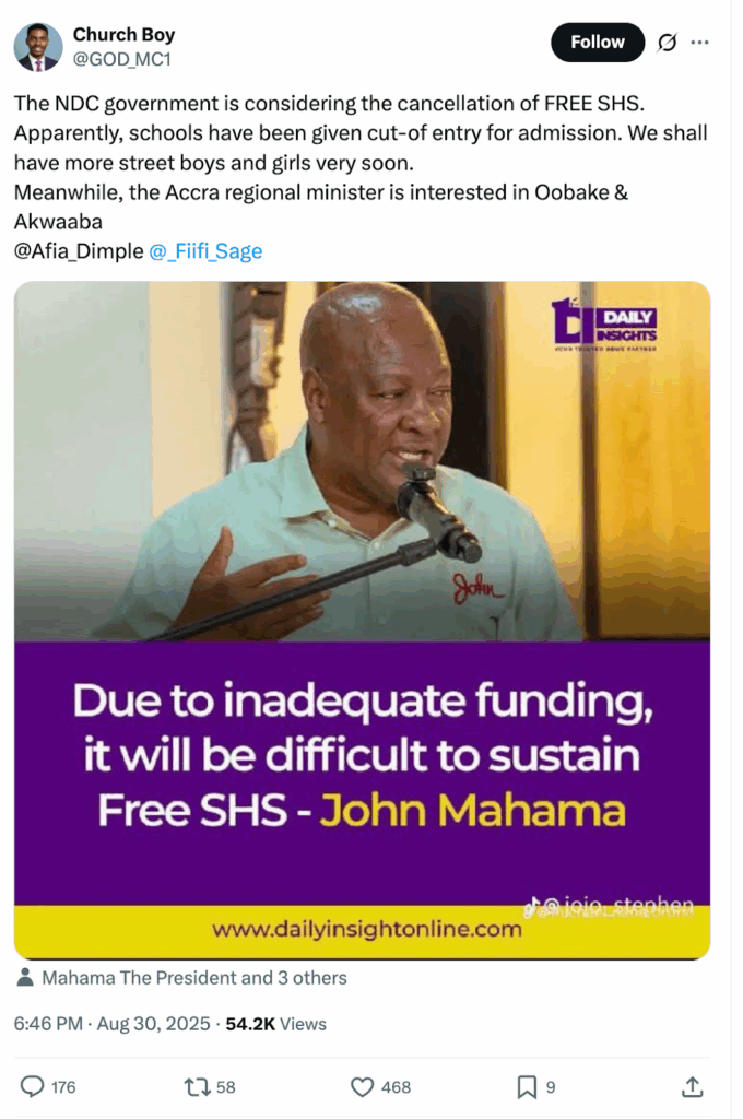 FACT-CHECK: False 2024 flyer recirculated as John Mahama’s recent comment on Free SHS
