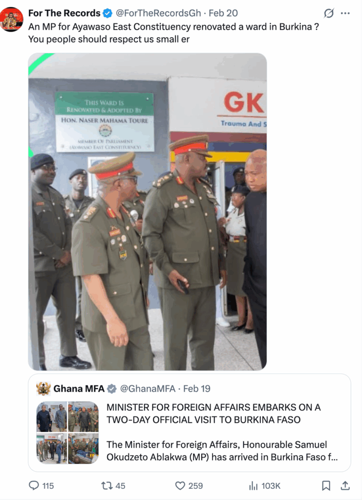 EXPLAINER: Did the late MP for Ayawaso East renovate a medical ward in Burkina Faso? EXPLAINER: Did the late MP for Ayawaso East renovate a medical ward in Burkina Faso?